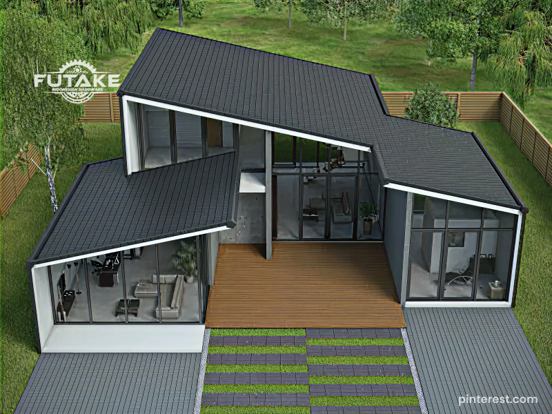 Atap sandar satu sisi miring pada rumah modern minimalis 