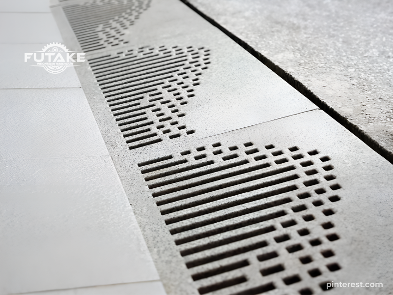 penutup drainase yang tidak tepat menyebabkan genangan air di jalan