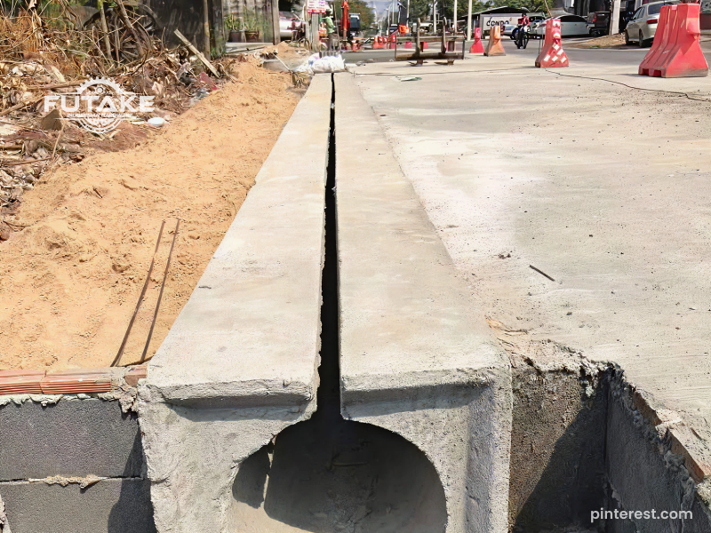 penutup drainase dengan material yang mudah rusak pada area luar